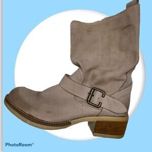 Valentina Suede Slouch Motorcycle Buckle Boots – Size 40 (US 9.5–10)